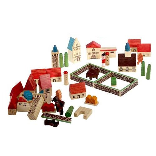 TOYS AND GAMES Creative Toys : Childrens Wooden Village Playset in a Bag [Toy]